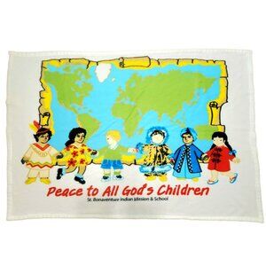 Indian Mission Fleece Lap Blanket St. Bonaventure World Peace Gods Children Kids